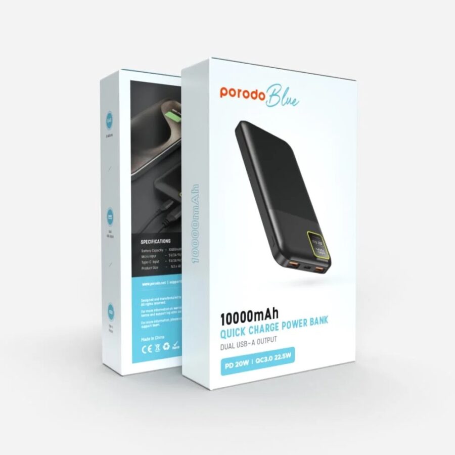 10000 mAh 22.5W PD Powerbank – Black