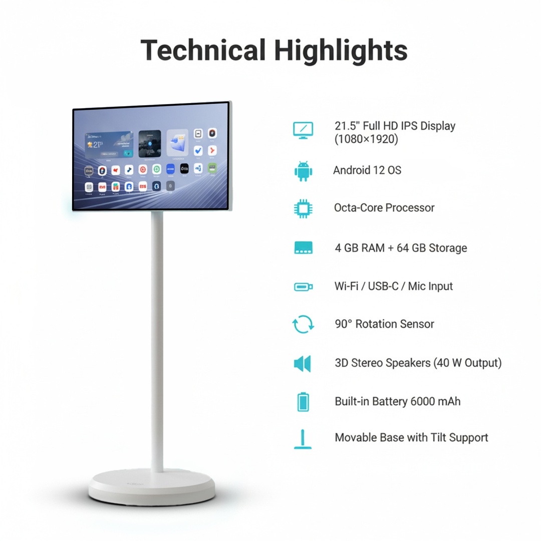 21.5 inch Floor Standing Smart Screen - Image 7